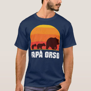 Italian Papa Bear - Dad of Twins- Papa Orso Retro  T-Shirt