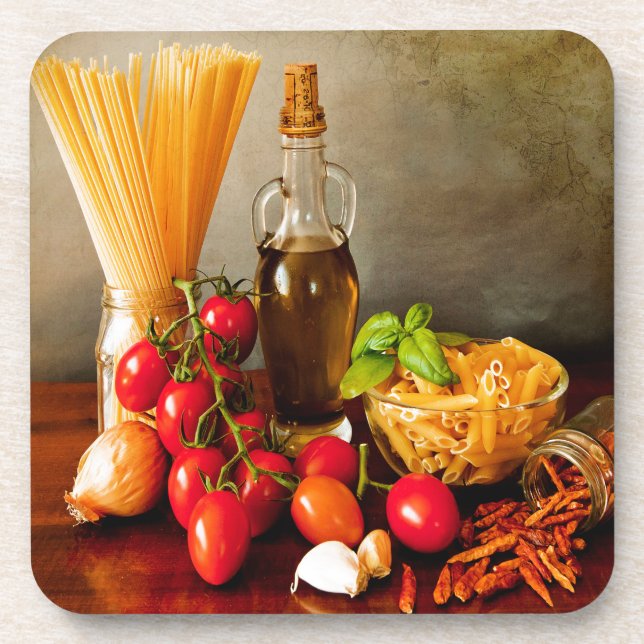Italian pasta arrabbiata coaster (Front)