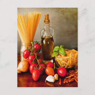Italian pasta arrabbiata postcard