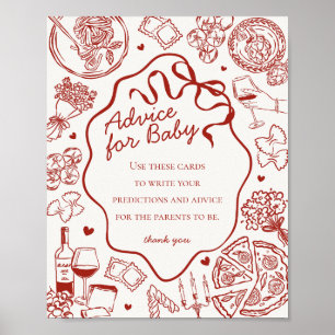 Italian Pasta Baby Shower Advice for Baby Poster