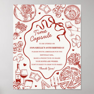 Italian Pasta Baby Shower Time Capsule Game Poster