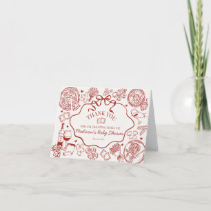 Italian Pasta Dinner Party Thank You Card 