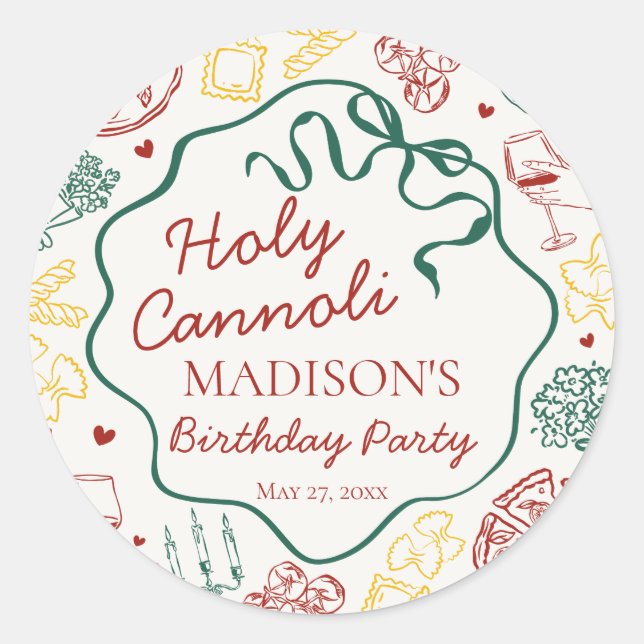 Italian Pasta Holy Cannoli Birthday Envelope Seal (Front)