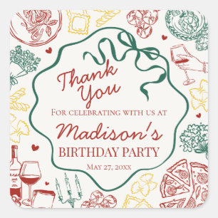 Italian Pasta Holy Cannoli Birthday Party Favor Square Sticker