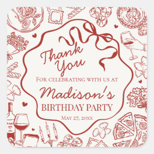 Italian Pasta Holy Cannoli Birthday Party Favor Square Sticker