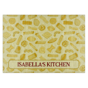 Italian Pasta Shapes Food Patterned Kitchen Cutting Board