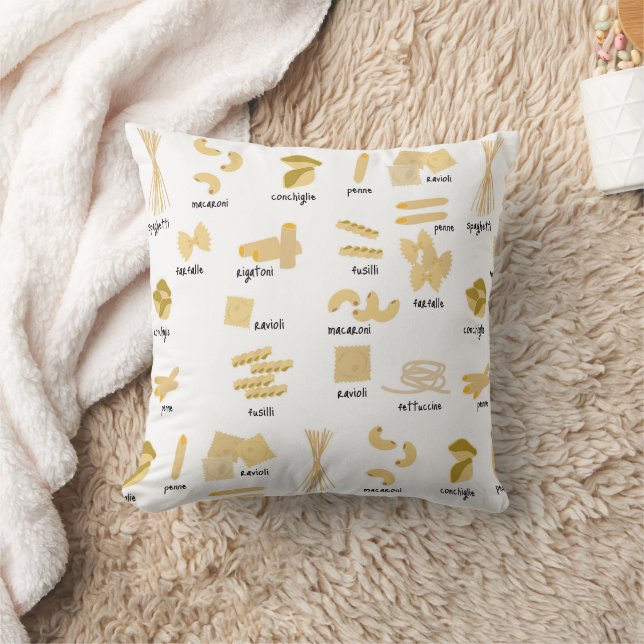 Italian Pasta Shapes & Names Pattern Cushion (Blanket)