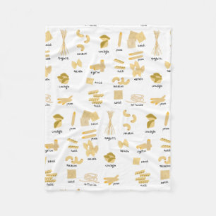 Italian Pasta Shapes & Names Pattern Fleece Blanket