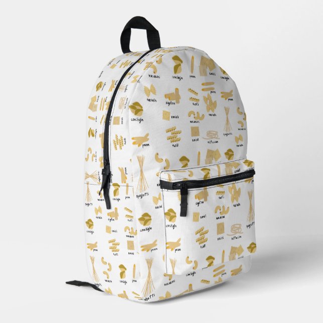 Italian Pasta Shapes & Names Pattern Printed Backpack (Back Corner Left)