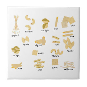 Italian Pasta Shapes & Names Pattern Tile