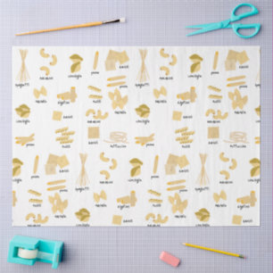 Italian Pasta Shapes & Names Pattern Tissue Paper