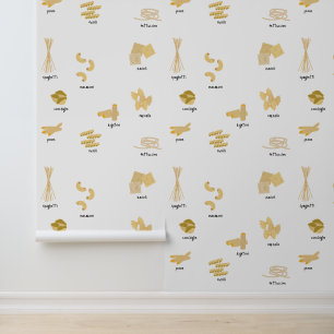 Italian Pasta Shapes & Names Pattern Wallpaper