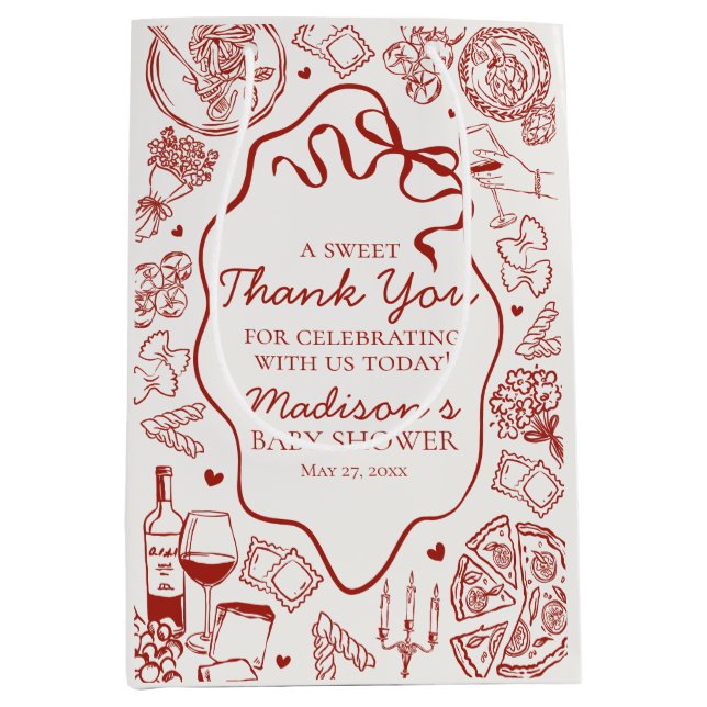 Italian Pasta Special Delivery Baby Shower Favor Medium Gift Bag (Front)