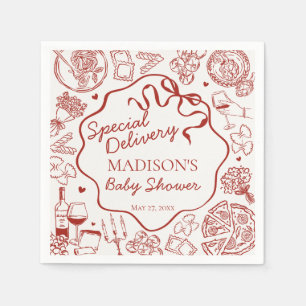 Italian Pasta Special Delivery Baby Shower Napkin