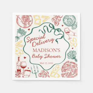 Italian Pasta Special Delivery Baby Shower Napkin