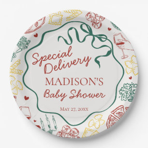 Italian Pasta Special Delivery Baby Shower Paper Plate