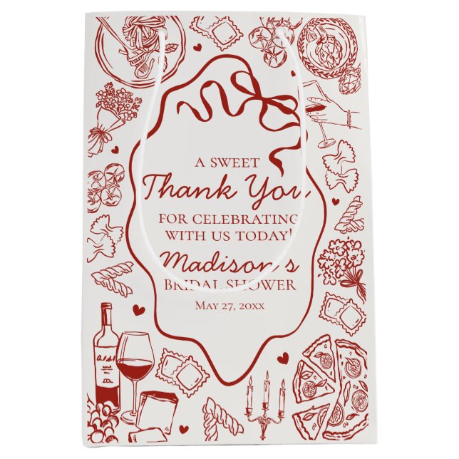 Italian Pasta Thats Amore Bridal Shower Favor Medium Gift Bag (Front)