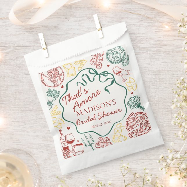 Italian Pasta Thats Amore Bridal Shower Favour Bags (Clipped)
