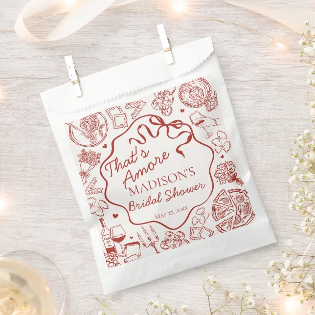 Italian Pasta Thats Amore Bridal Shower Favour Bags (Clipped)