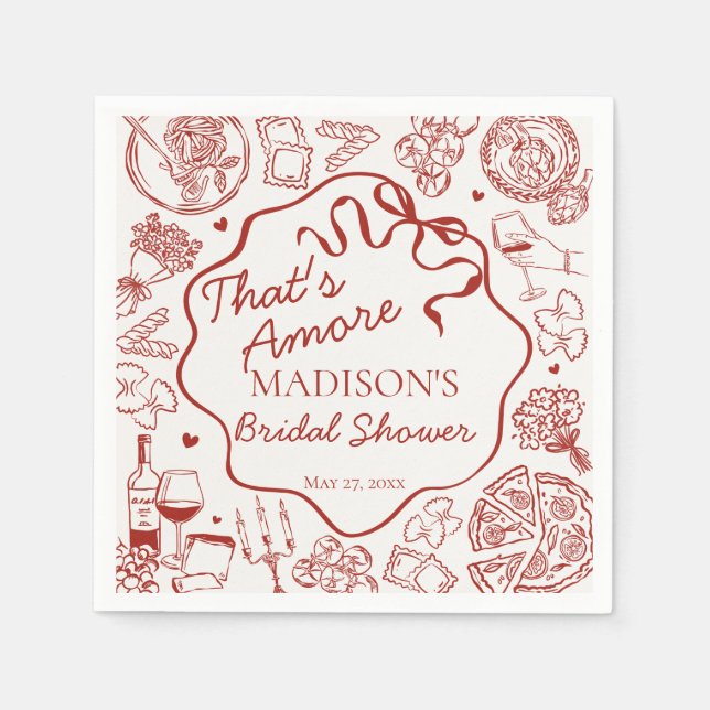 Italian Pasta Thats Amore Bridal Shower Napkin (Front)