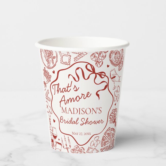 Italian Pasta Thats Amore Bridal Shower Paper Cups (Front)