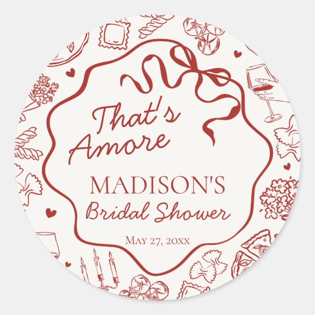 Italian Pasta Thats Amore Bridal Shower Seal (Front)