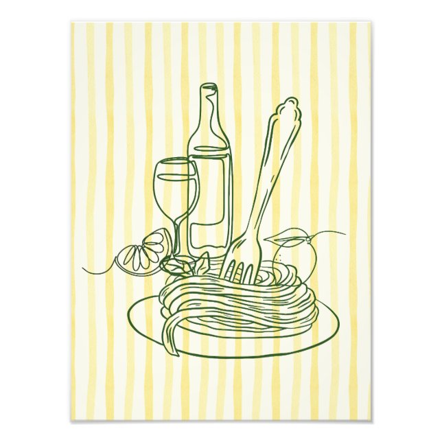 Italian Pasta & Wine Kitchen Print (Front)