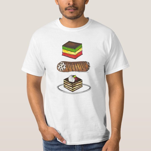 Italian Pastries Tiramisu Rainbow Cookie Cannoli T T-Shirt (Front)