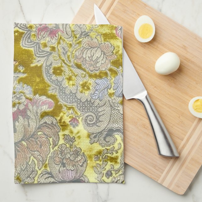 Italian Pink Paisley Flowers  Tea Towel (Quarter Fold)