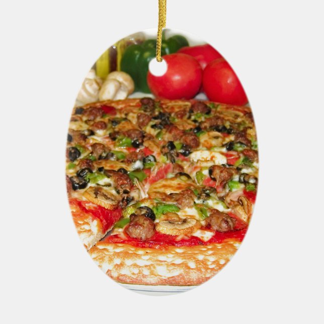Italian Pizza Ceramic Tree Decoration (Front)