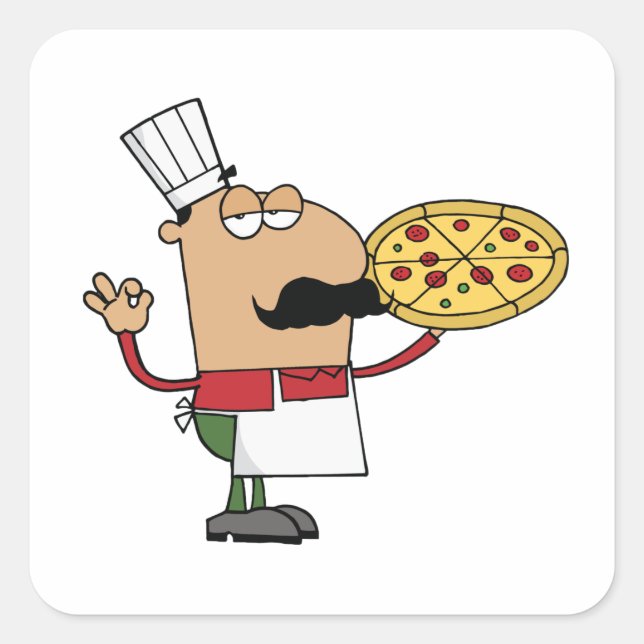 Italian Pizza Chef Square Sticker (Front)