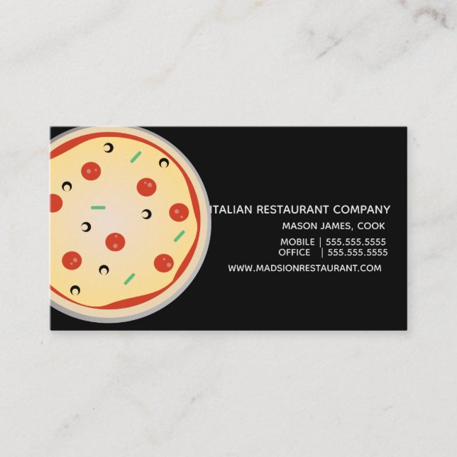 Italian Pizza Diner Restaurant Business Card (Front)