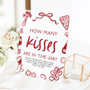 Italian Pizza Guess How Many Kisses Bridal Shower  Pedestal Sign