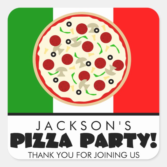 Italian Pizza Party Favour Stickers (Front)