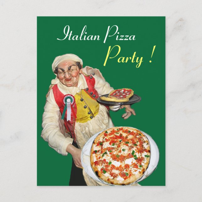 ITALIAN PIZZA PARTY Green Recipe Postcard (Front)