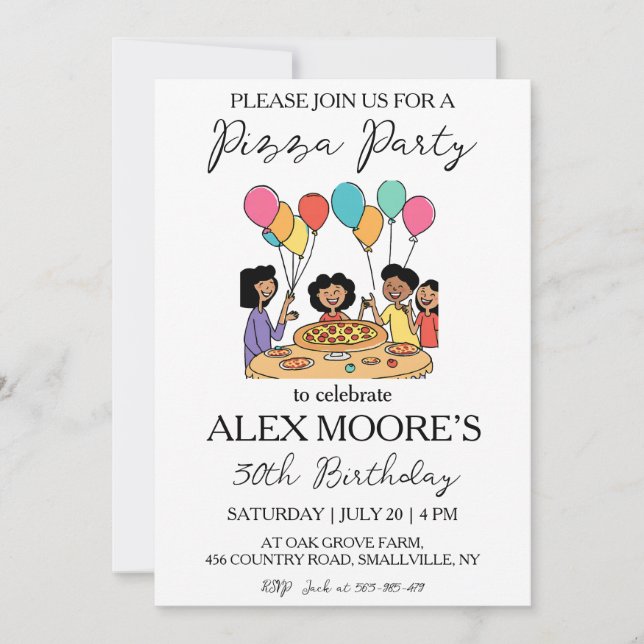 italian pizza party invitations (Front)