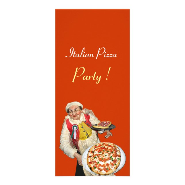 ITALIAN PIZZA PARTY ,PIZZERIA,orange,green Rack Card (Front)