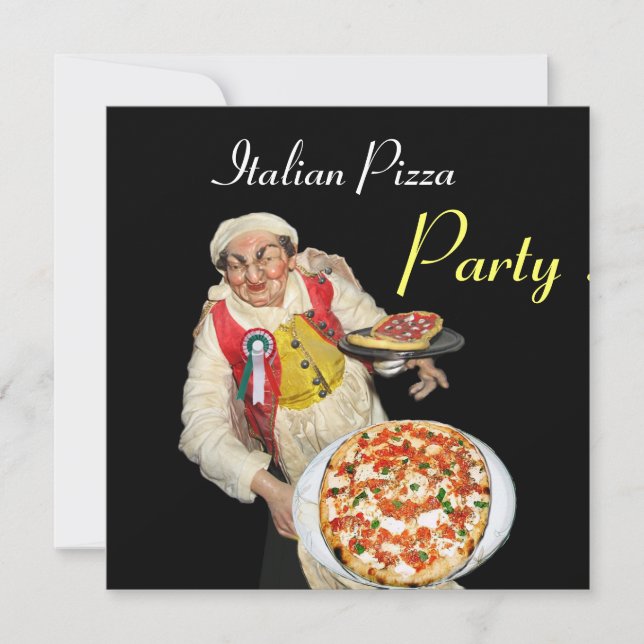 ITALIAN PIZZA PARTY , RESTAURANT red black Invitation (Front)
