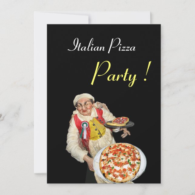 ITALIAN PIZZA PARTY , RESTAURANT red black Invitation (Front)