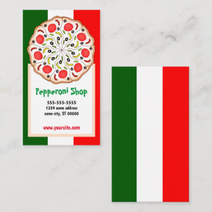 Italian pizza Pepperoni shop or restaurant Business Card