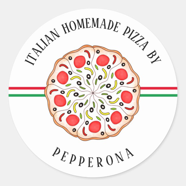 Italian pizza personalised home business shop classic round sticker (Front)