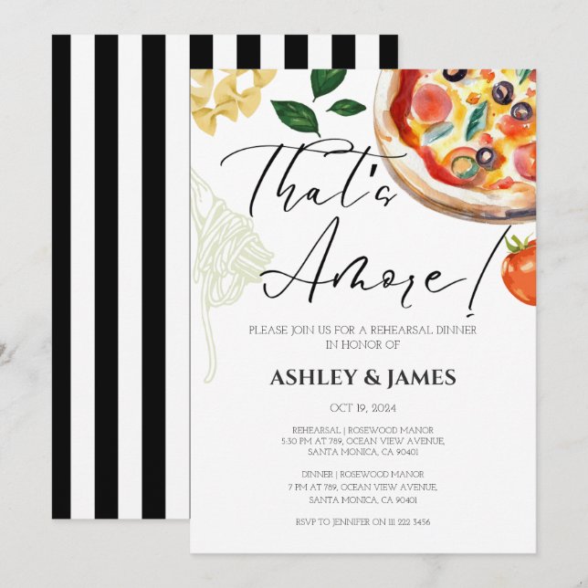 Italian Pizza Rehearsal Dinner Casual That's Amore Invitation (Front/Back)