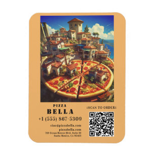 Italian Pizza Scan to Order QR Code Custom Magnet