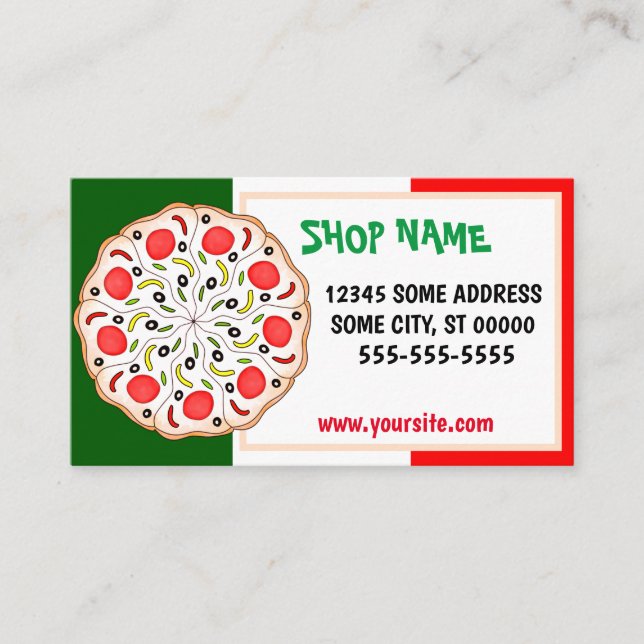Italian pizza shop restaurant  business card (Front)