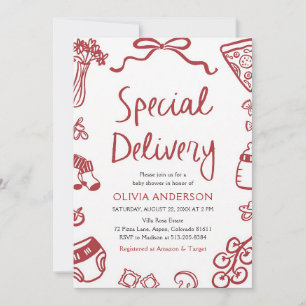 Italian Pizza Special Delivery Baby Shower Invitation