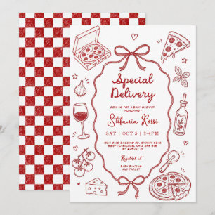 Italian Pizza Theme Special Delivery Baby Shower Invitation