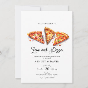Italian Pizza Watercolor Bridal Shower Invitation