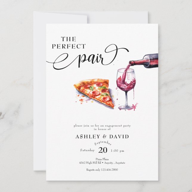 Italian Pizza | Wine Wedding Party Invitation (Front)