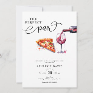 Italian Pizza   Wine Wedding Party Invitation