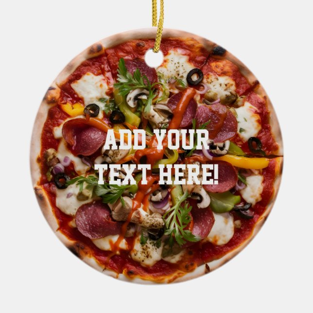 Italian Pizzeria Pizza Kitchen Add Your Text       Ceramic Tree Decoration (Front)